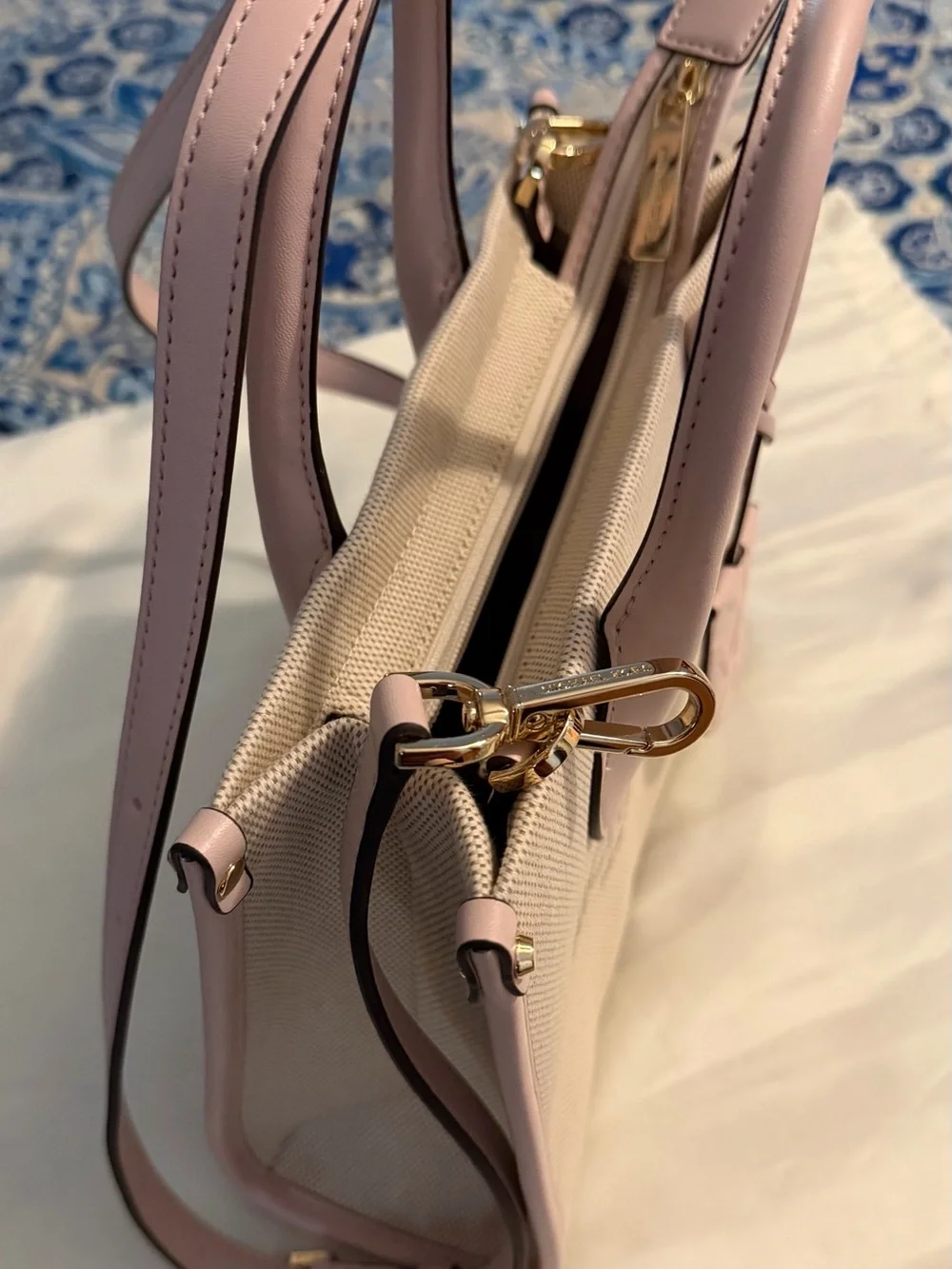 Michael Kors Blush Pink Leather & Canvas Satchel